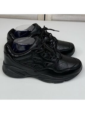 PROPET Stana Leather Slip Resistant Sneakers Black-7.5 (XXW-4E)